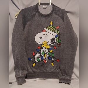 Peanuts Snoopy and Woodstock Christmas Hug Girls Oversized Sweatshirt Size Med.